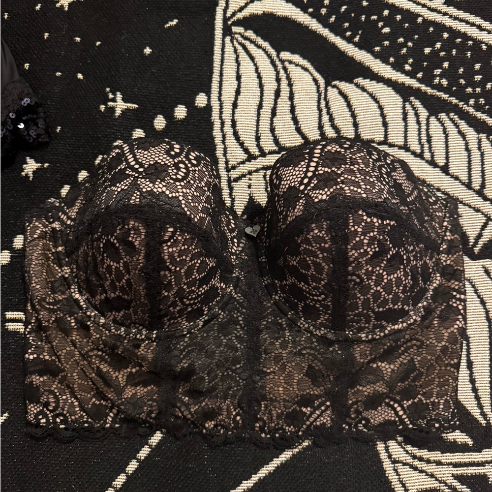 Blackheart Black Lace Underwire Bra Bustier
